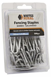 GALVANISED STAPLES BARBED 50 X 4MM 500G 50PK