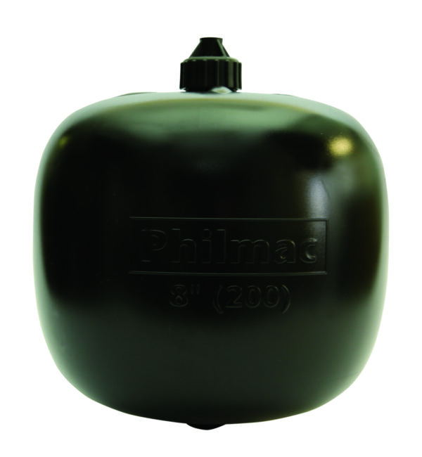 8" PLASTIC FLOAT BLACK 3/8" BSB THREAD