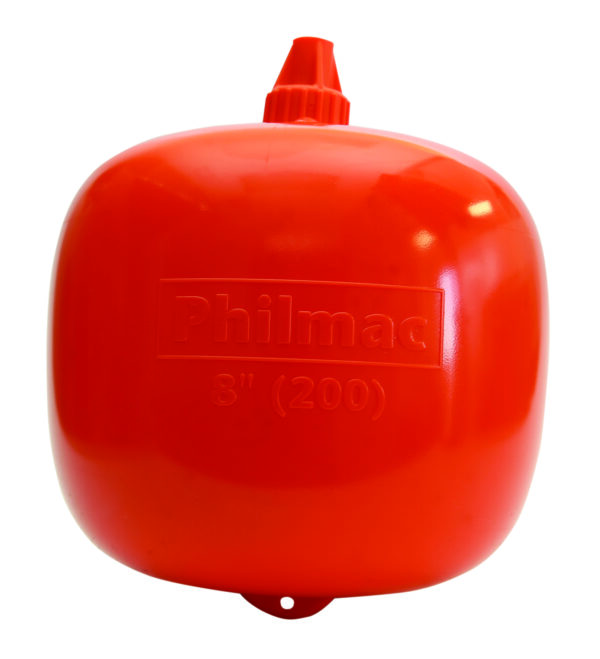 8" PLASTIC FLOAT ORANGE 1/2" BSB THREAD