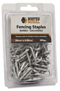 GALVANISED STAPLES BARBED 30 X 4.0MM 500G 65PK