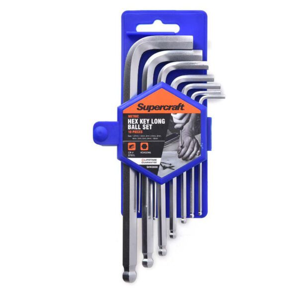 HEX KEY LONG BALL METRIC 10PC SET