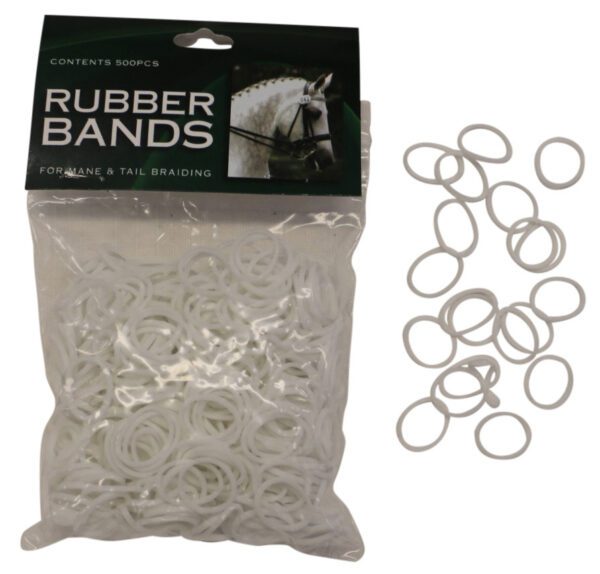 MANE BRAID RUBBER BANDS 500PK WHITE