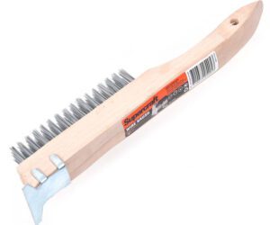 BRUSH BRAZING WOOD HANDLE 4 ROW WITH SCRAPER