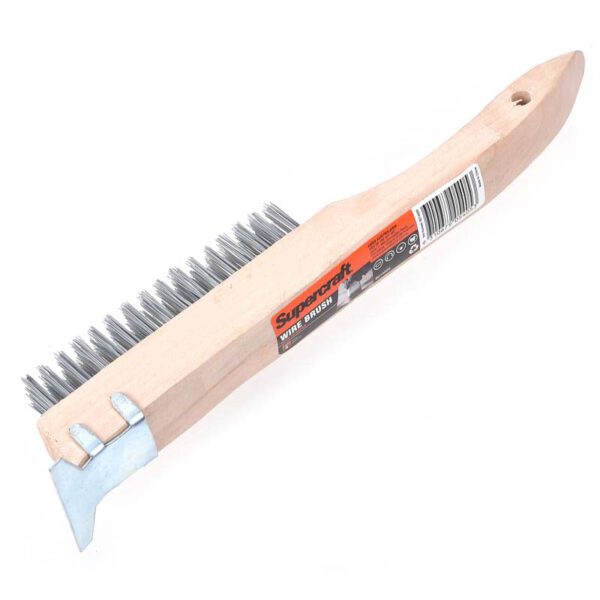 BRUSH BRAZING WOOD HANDLE 4 ROW WITH SCRAPER