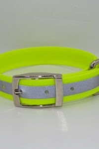 DOG COLLAR N/P MEDIUM 35-45CM REFLECTIVE FLURO LIME