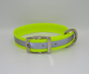 DOG COLLAR N/P MEDIUM 35-45CM REFLECTIVE FLURO LIME