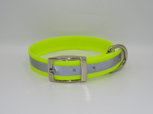 DOG COLLAR N/P MEDIUM 35-45CM REFLECTIVE FLURO LIME