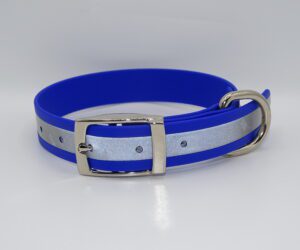 DOG COLLAR N/P MEDIUM 35-45CM REFLECTIVE SKY BLUE