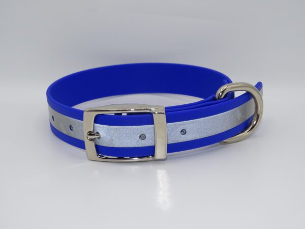 DOG COLLAR N/P MEDIUM 35-45CM REFLECTIVE SKY BLUE