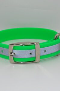 DOG COLLAR N/P MEDIUM 35-45CM REFLECTIVE FLURO GREEN