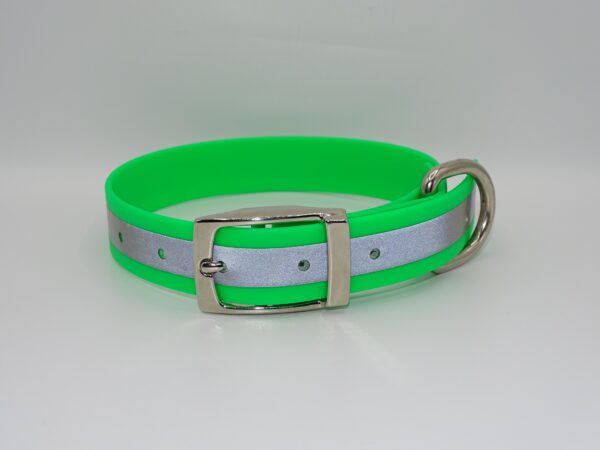 DOG COLLAR N/P MEDIUM 35-45CM REFLECTIVE FLURO GREEN
