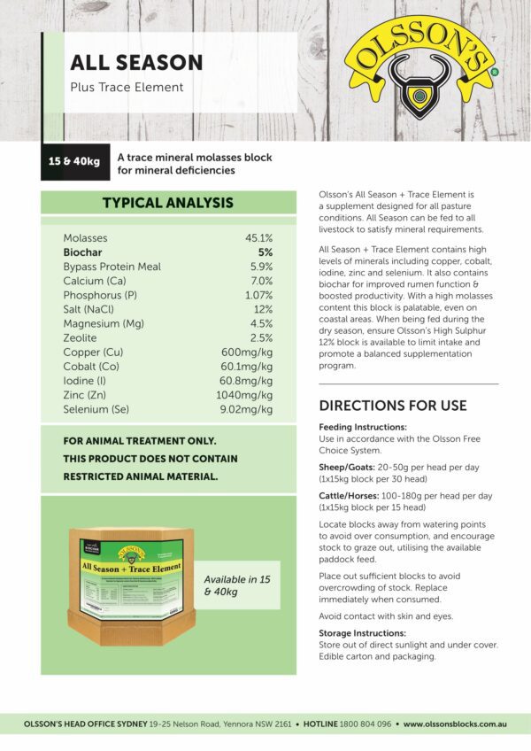 ALL SEASONS + TRACE ELEMENT W/- BIOCHAR 15KG - Image 2